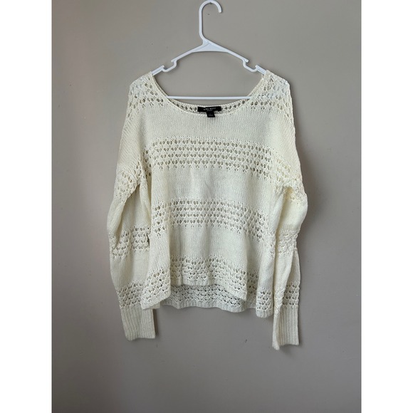 Nine West Jeans Cream Knit Sweater Women's Size L Open Cottage Cowgirl - Picture 1 of 5